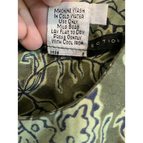 Peruvian Connection Floral Sheath Midi Dress Size 12 Womens Green Pima Cotton - Picture 7 of 12